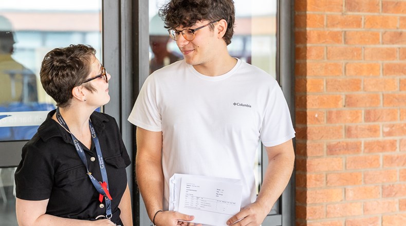 A-level results in hand and on to the next chapter at his dream university. 