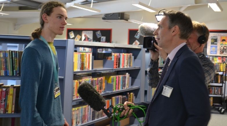 BBC journalist interviews a Sixth Form student in school