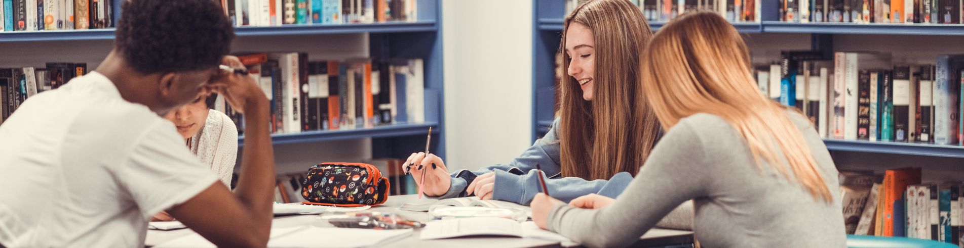 Key dates and contacts - group of sixth form students in library